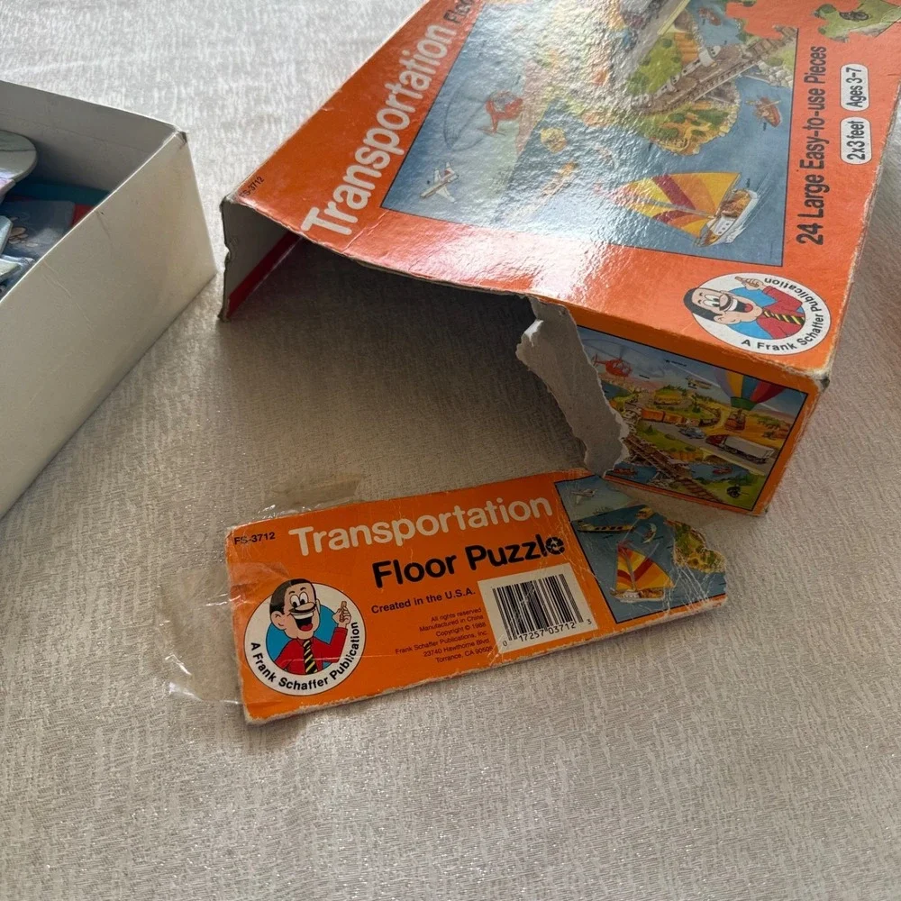 Transportation Floor Puzzle 24 Pieces 2x3 Ft Vintage Educational 1 Piece Missing